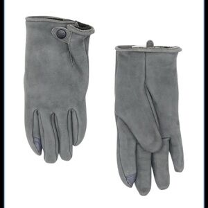 UGG L1240 Men's Metal Grey Tabbed-Splice Vent Leather Gloves